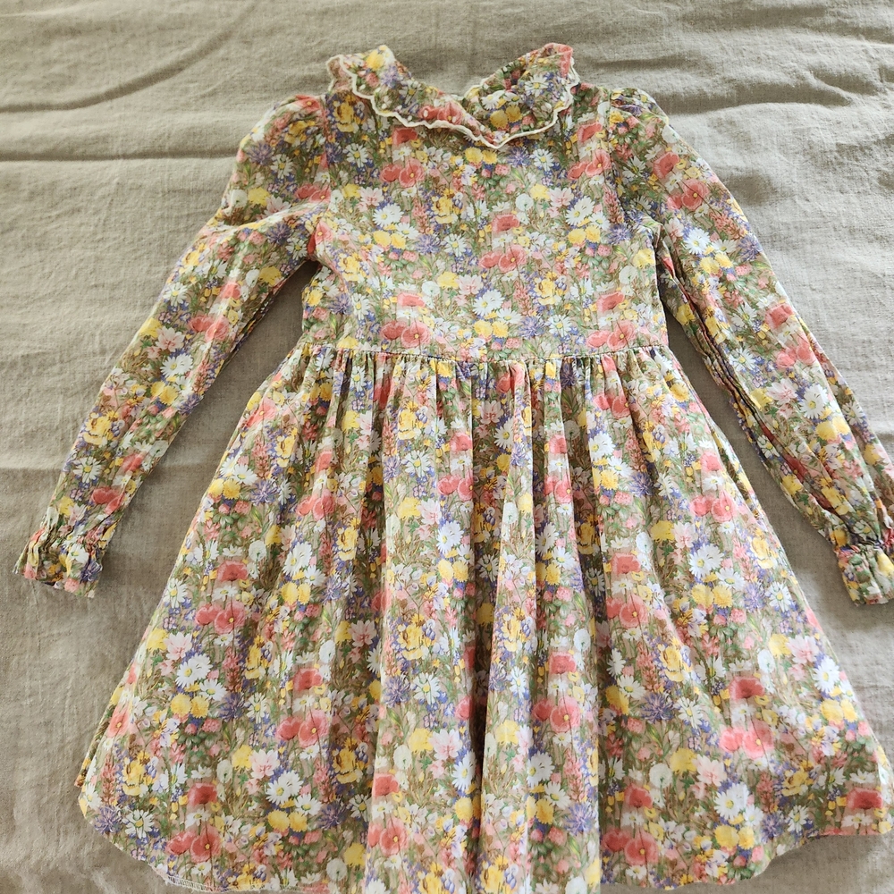 Floral Long Sleeve Kids Formal Dress